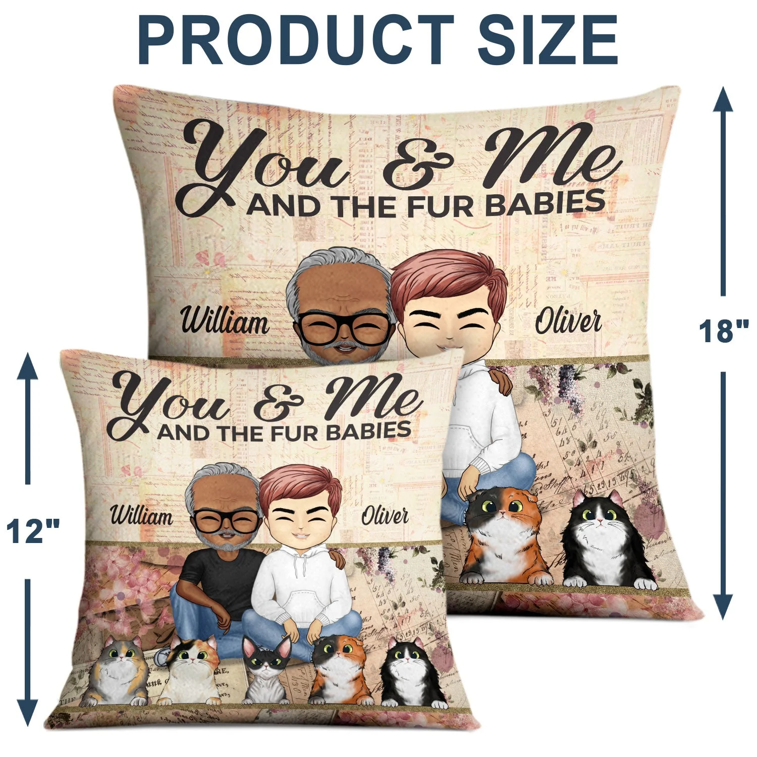 You & Me And The Fur Babies Couple Dog Cat - Gift For Dog Lovers & Cat Lovers - Personalized Custom Pillow - Image 4
