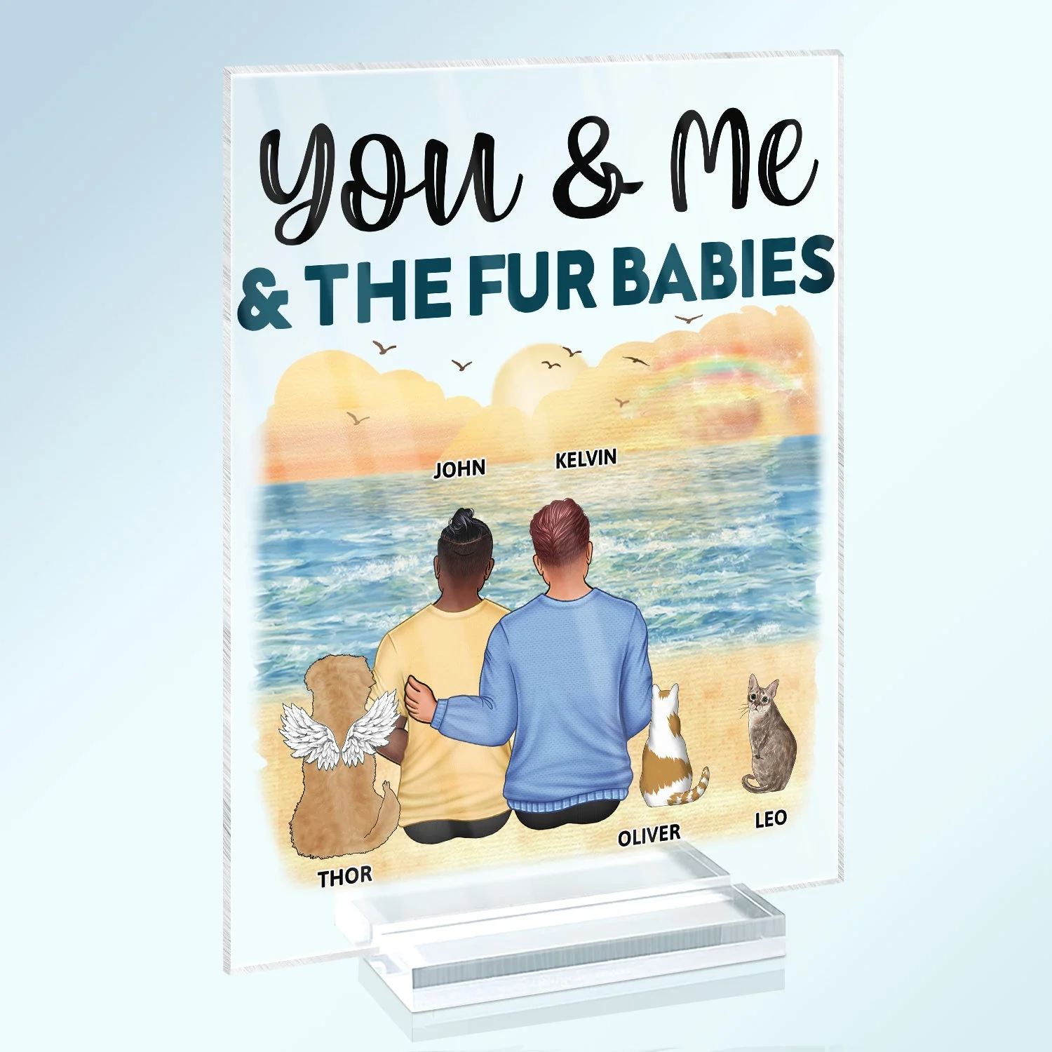 You & Me And The Fur Babies - Gift For Couples, Dog Lovers, Cat Lovers, Dog Mom, Dog Dad - Personalized Vertical Rectangle Acrylic Plaque - Image 2