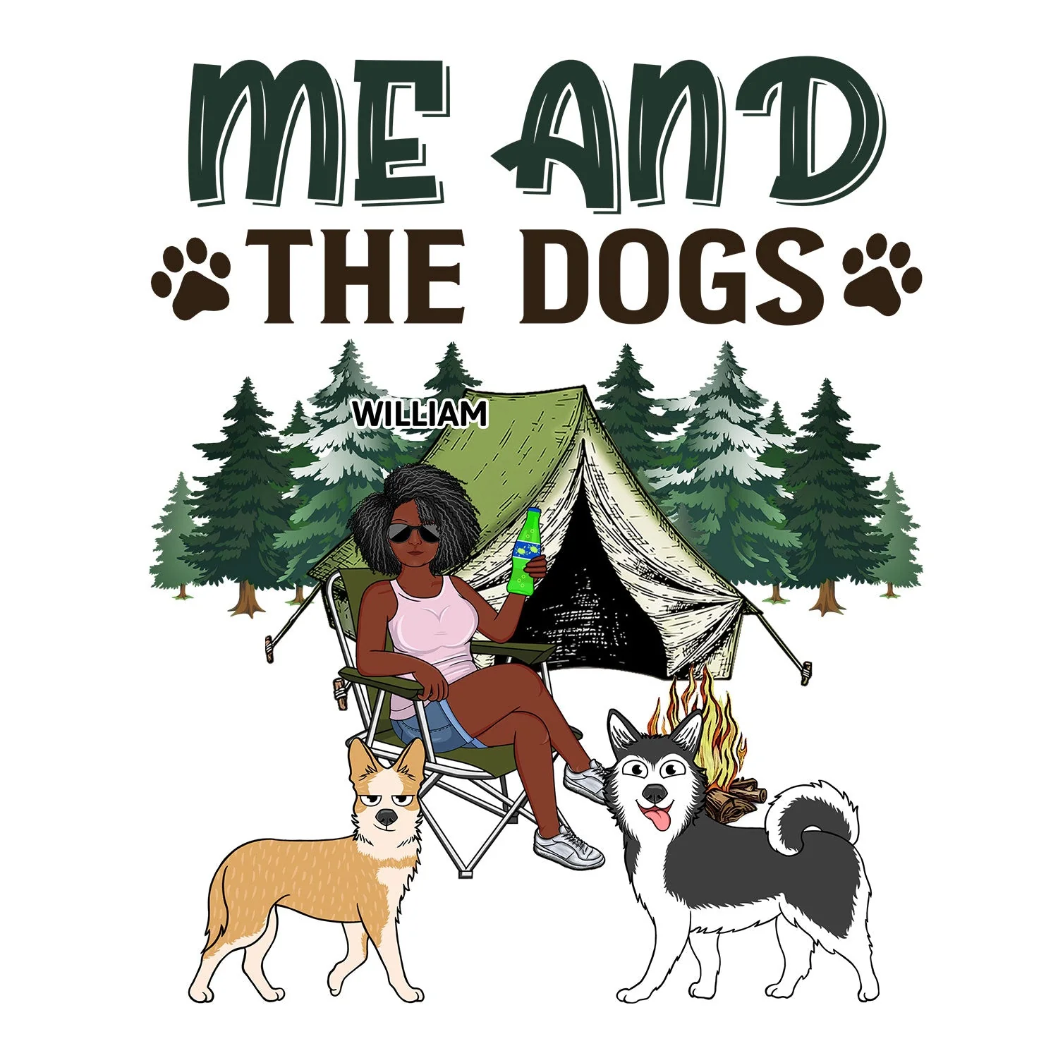 You & Me & The Dogs - Vacation, Traveling, Funny Gift For Couples, Camping Lovers, Dog Lovers - Personalized Camping Decal, Decor Decal - Image 2