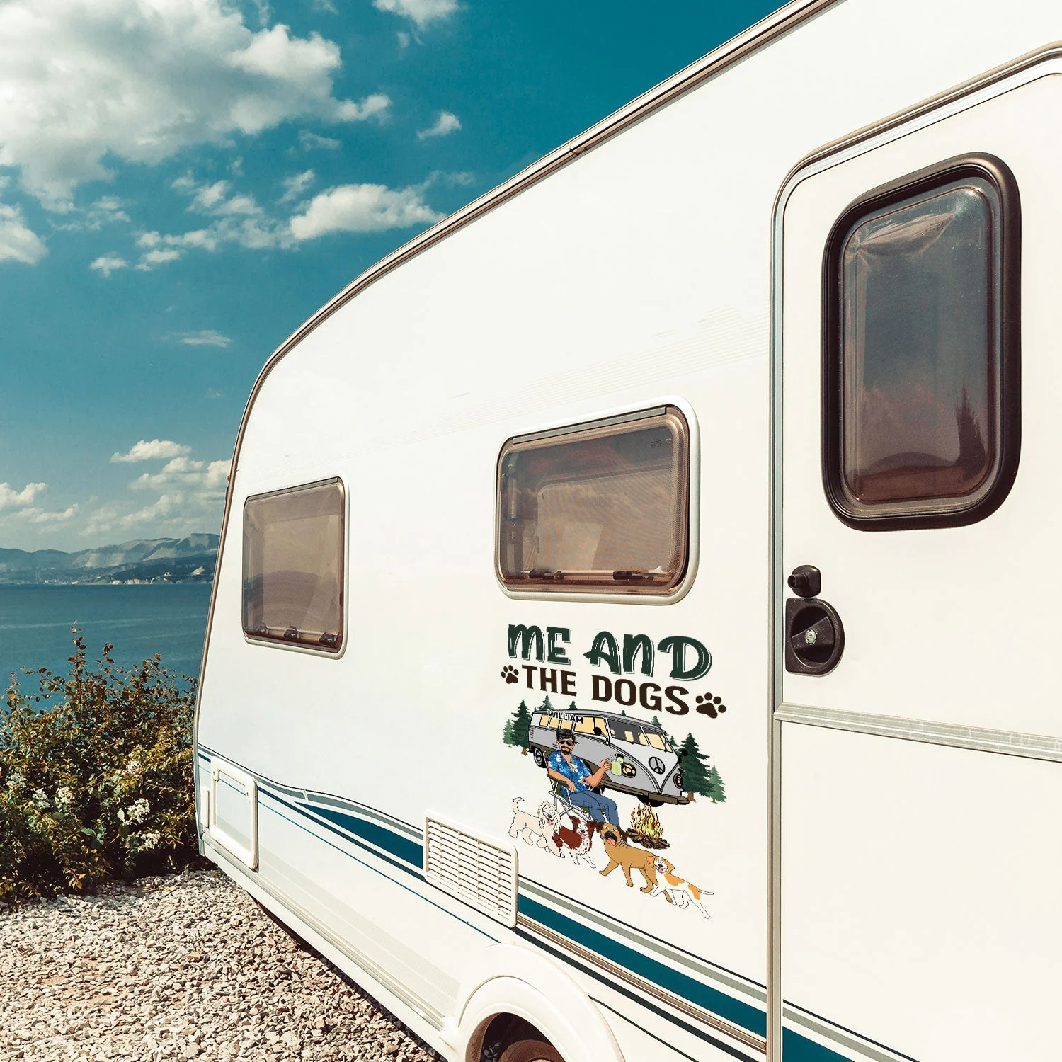 You & Me & The Dogs - Vacation, Traveling, Funny Gift For Couples, Camping Lovers, Dog Lovers - Personalized Camping Decal, Decor Decal - Image 3
