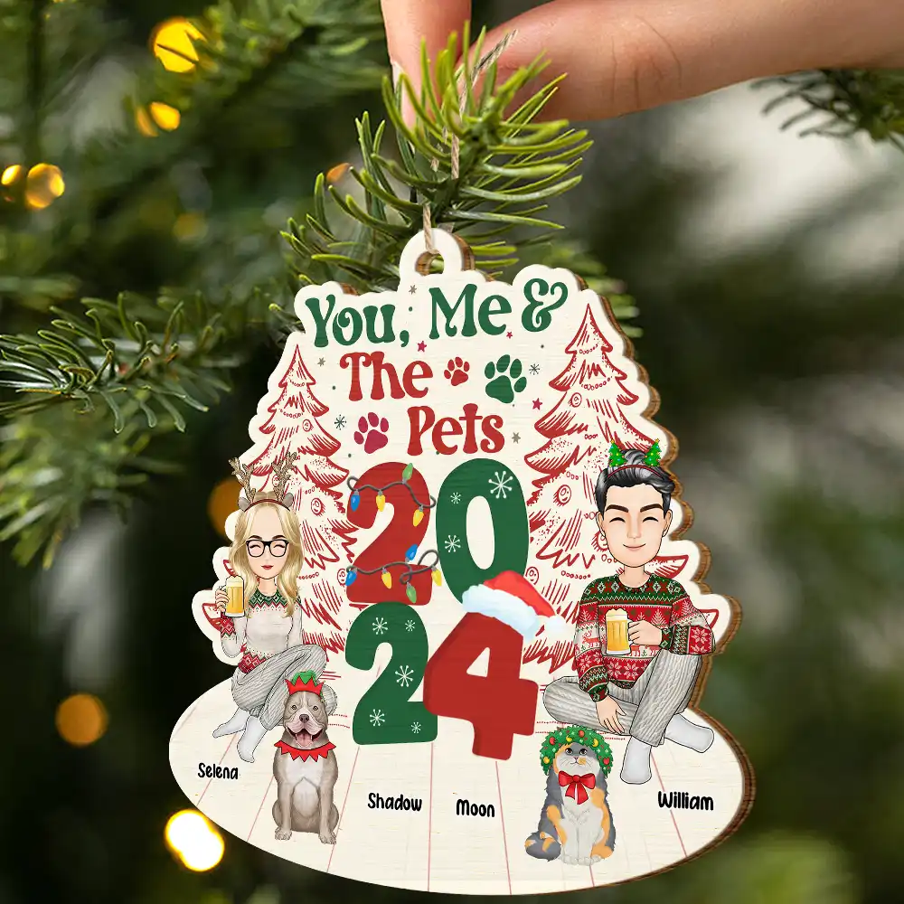 You, Me & The Fur Babies - Personalized Wooden Cutout Ornament - Image 2