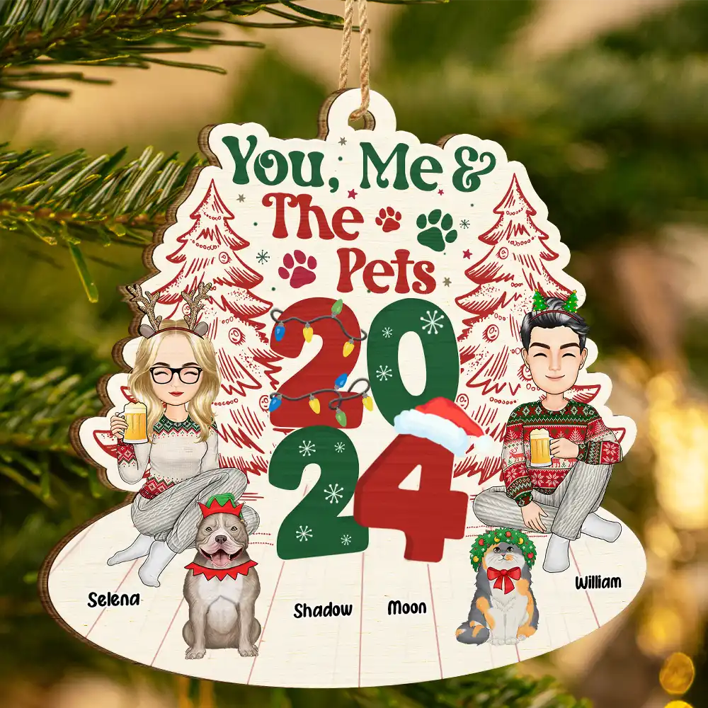 You, Me & The Fur Babies - Personalized Wooden Cutout Ornament - Image 3