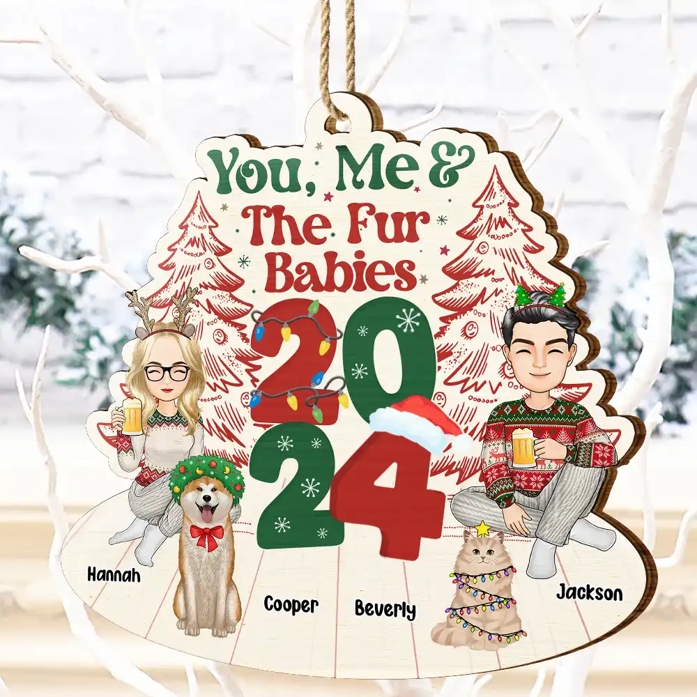 You, Me & The Fur Babies - Personalized Wooden Cutout Ornament - Image 4
