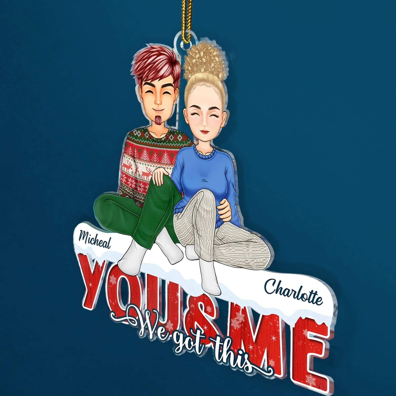 You & Me We Got This - Christmas Gifts For Couples, Husband, Wife - Personalized Cutout Acrylic Ornament - Image 2