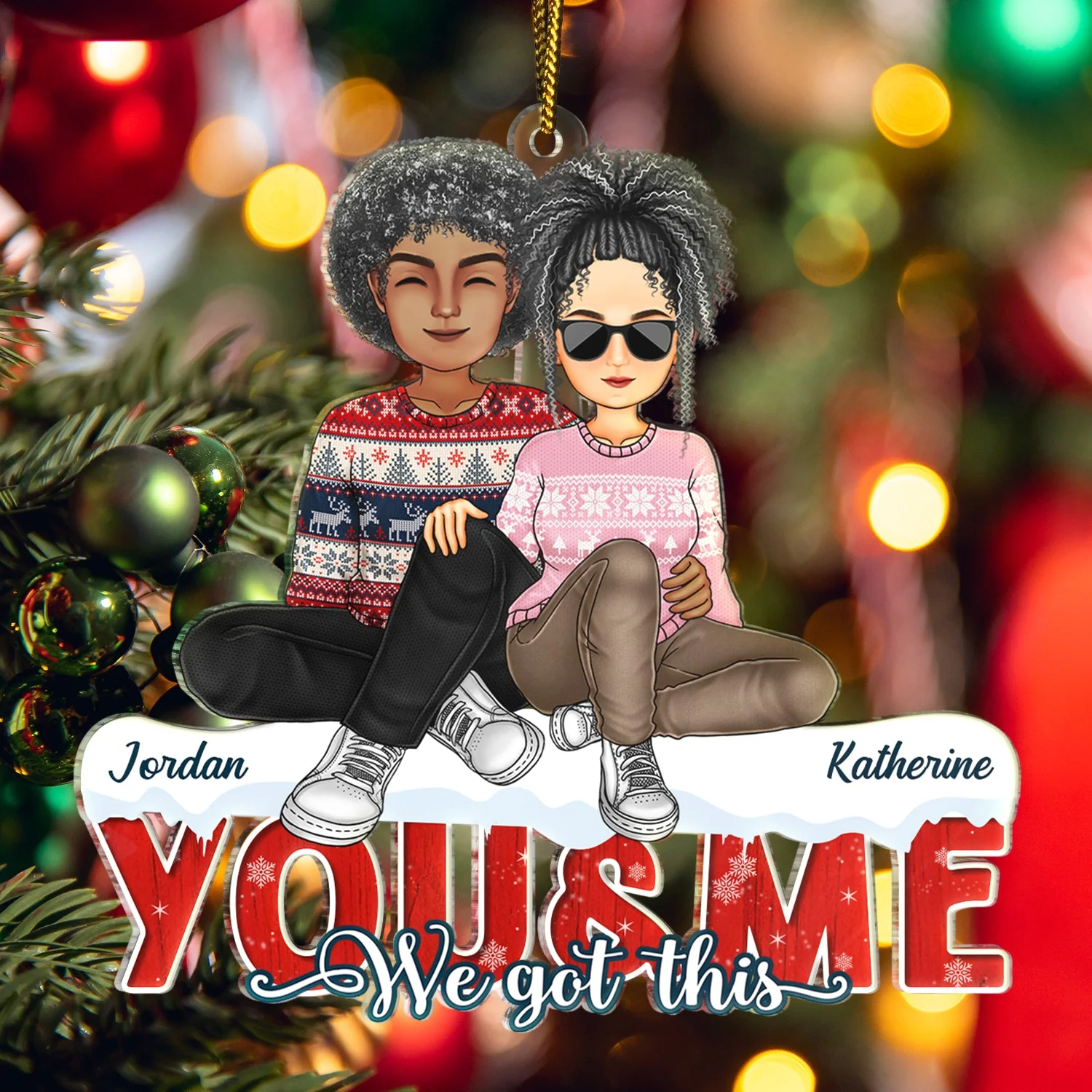 You & Me We Got This - Christmas Gifts For Couples, Husband, Wife - Personalized Cutout Acrylic Ornament - Image 5
