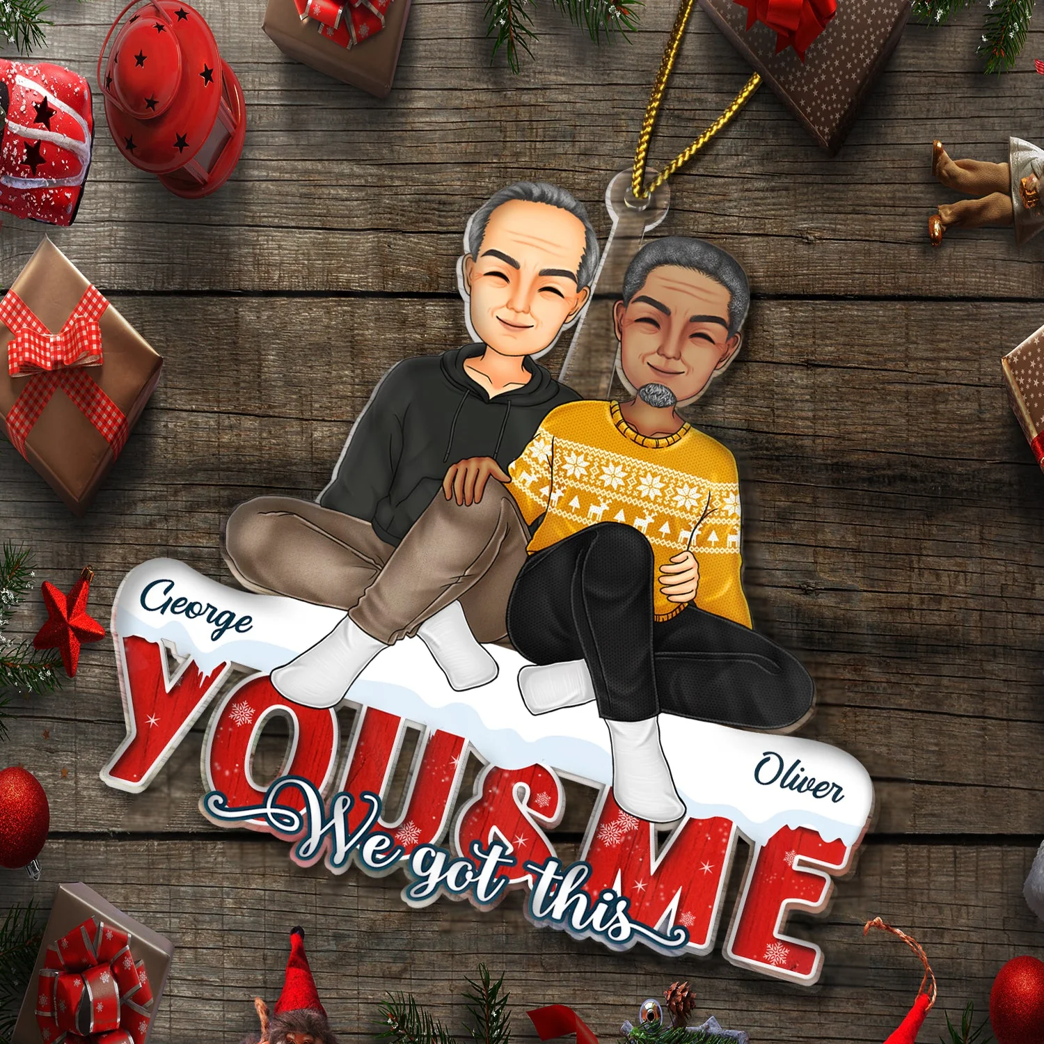 You & Me We Got This - Christmas Gifts For Couples, Husband, Wife - Personalized Cutout Acrylic Ornament - Image 6