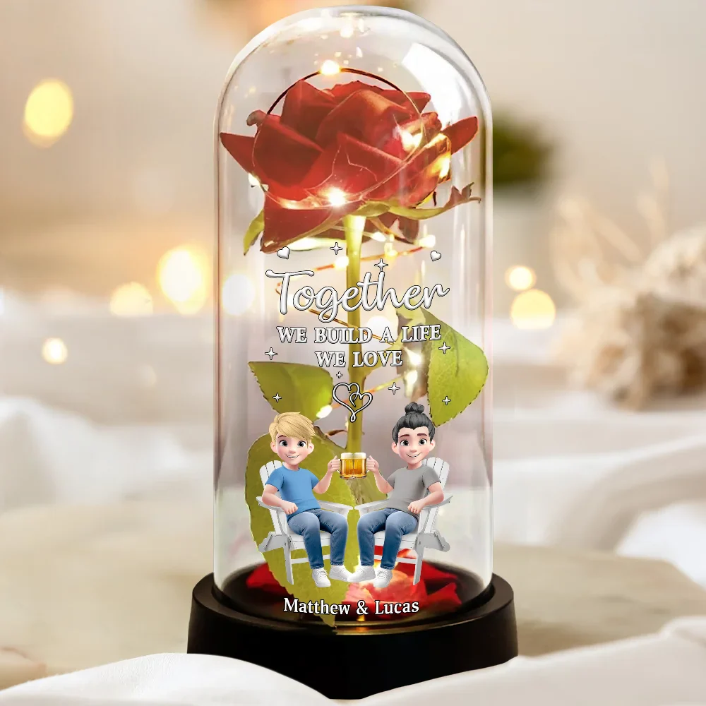 You & Me We Got This Holding Hands Couple - Personalized Everlasting Rose Dome Lamp - Image 3