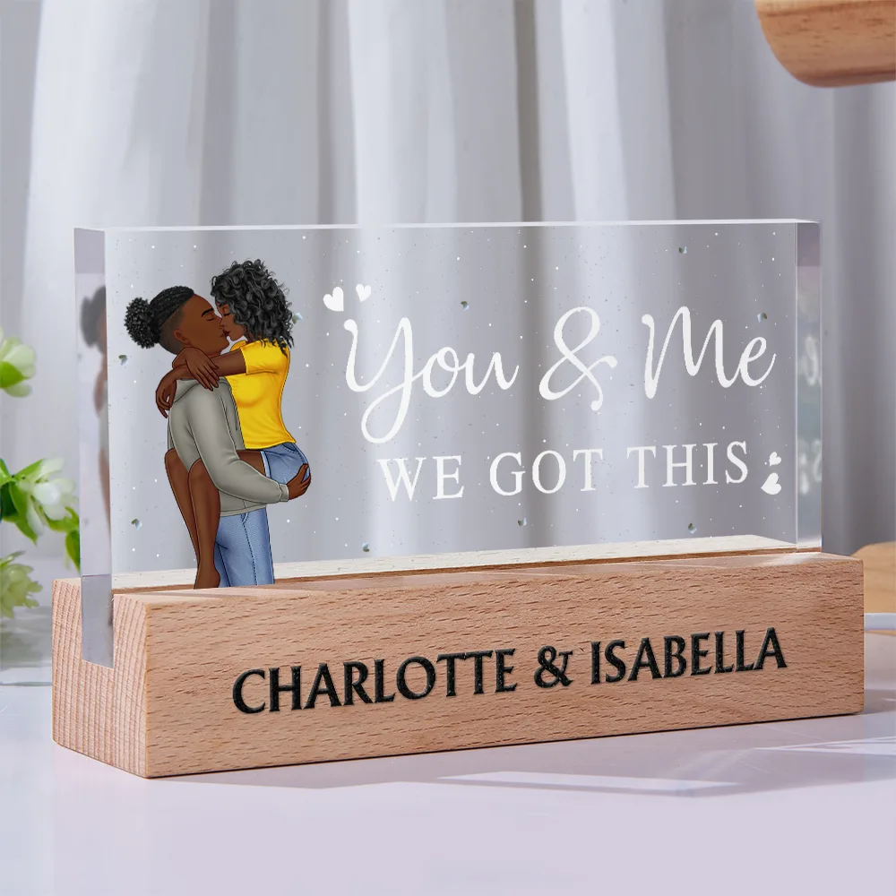 You & Me We Got This Kissing Couple - Personalized Rectangle LED Light - Image 2