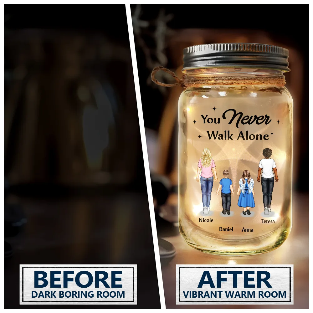 You Never Walk Alone - Personalized Mason Jar Light - Image 4