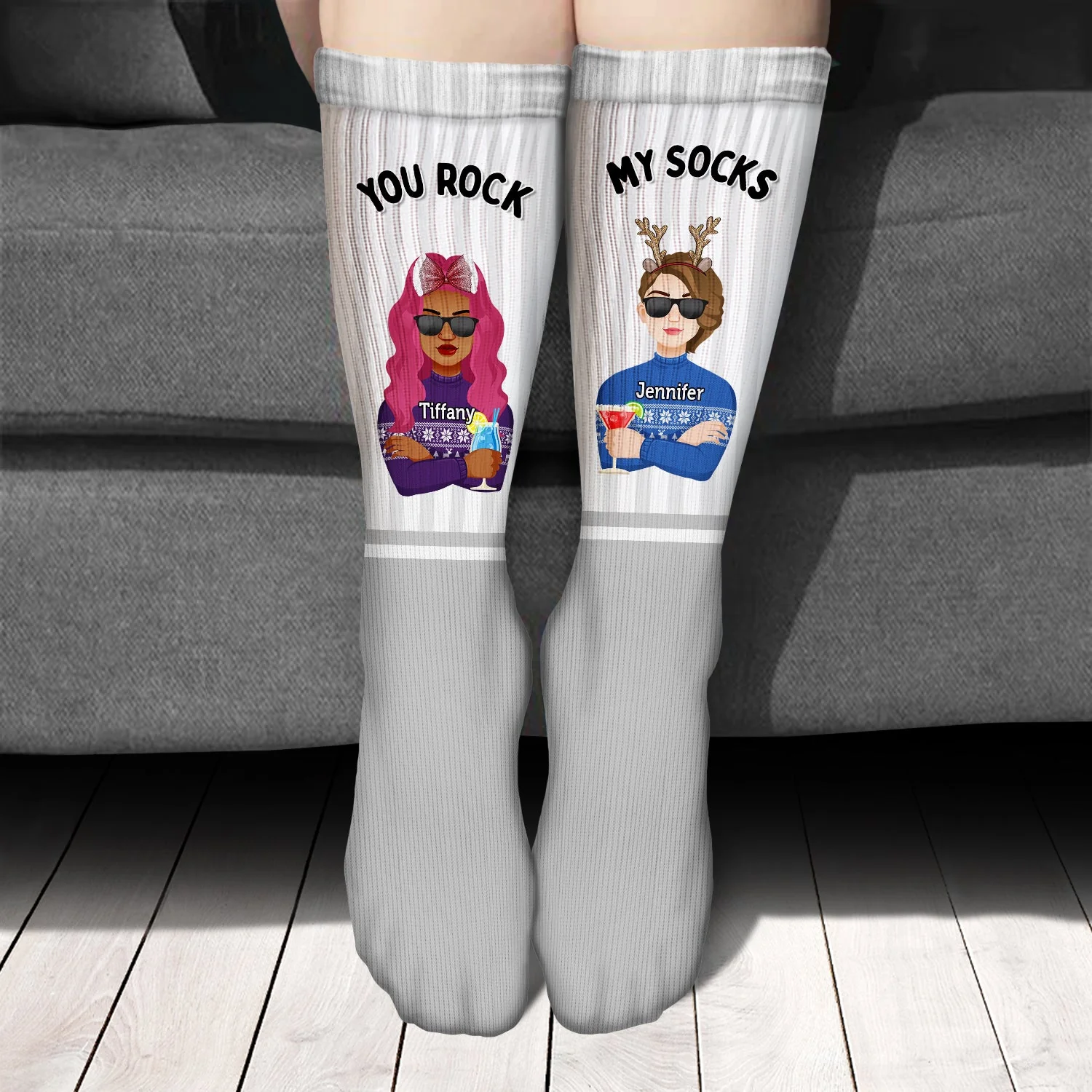 You Rock My Socks - Christmas Gift For Couples - Personalized Socks - Image 3