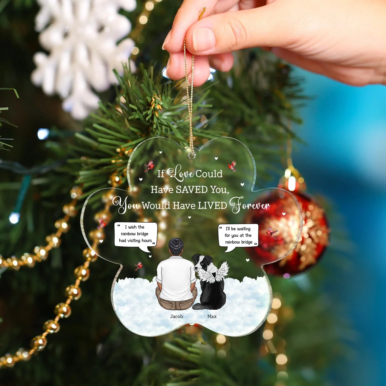 You Were My Favorite Hello And Hardest Goodbye - Christmas Memorial Gift - Personalized Custom Shaped Acrylic Ornament - Image 4