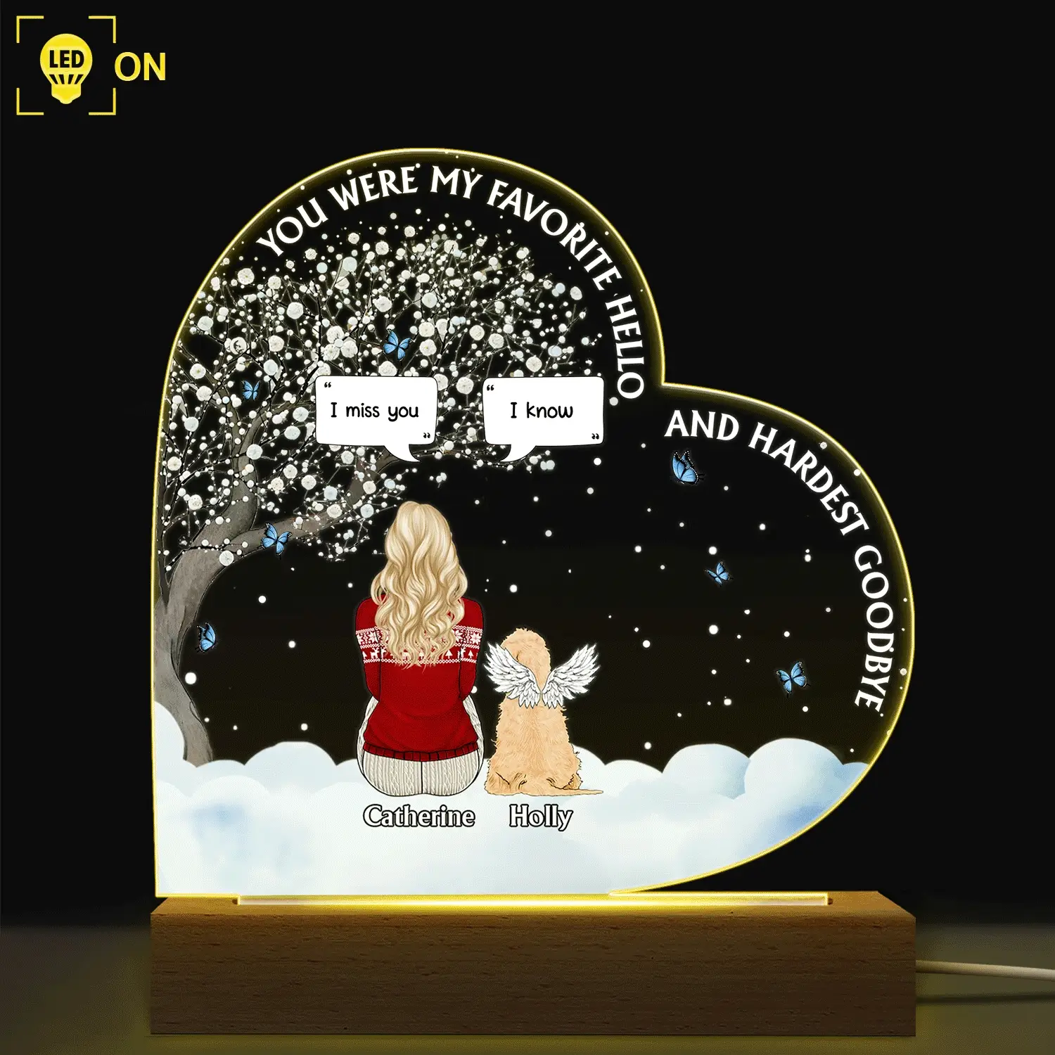 You Were My Favorite Hello And Hardest Goodbye - Memorial Gift For Pet Lovers - Personalized 3D Led Light Wooden Base - Image 2