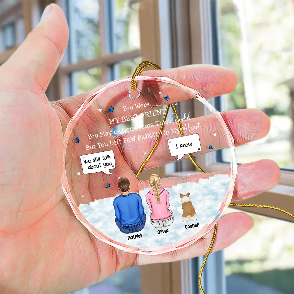 You Were My Favorite Hello And Hardest Goodbye - Personalized Circle Glass Ornament - Image 4