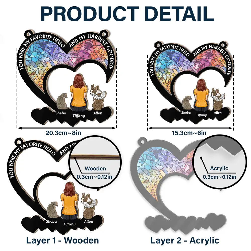 You Were My Favorite Hello Dog Cat Memorial - Personalized Window Hanging Suncatcher Ornament - Image 5