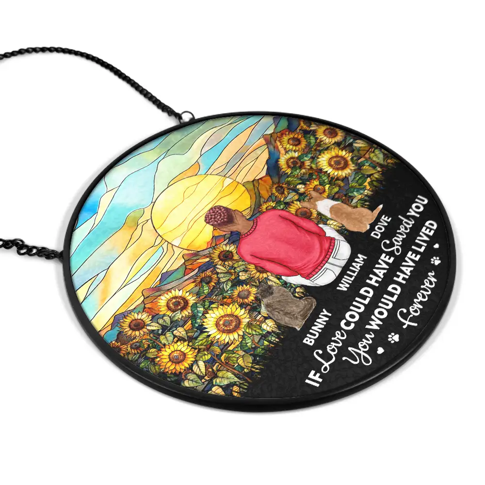 You Were My Favorite Hello Memorial Dog Cat - Personalized Stained Glass Window Hanging Suncatcher - Image 2