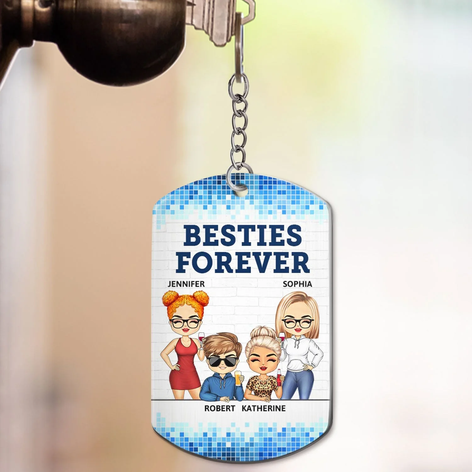 You Won't Have To Face Them Alone - Funny, Anniversary, Birthday Gifts For Besties, Colleagues, Siblings - Personalized Aluminum Keychain - Image 3