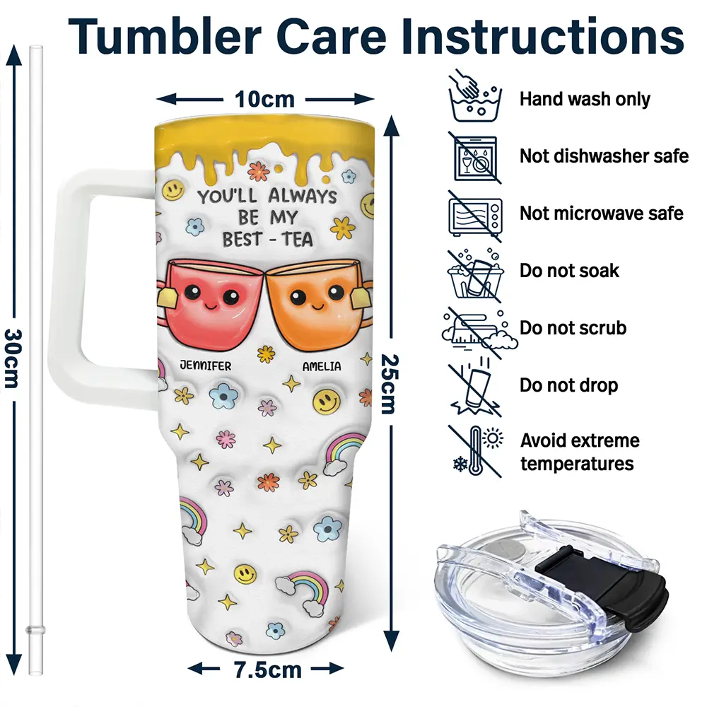 You'll Always Be My Best-Tea - 3D Inflated Effect Printed Cup, Personalized 40oz Tumbler With Straw - Image 6