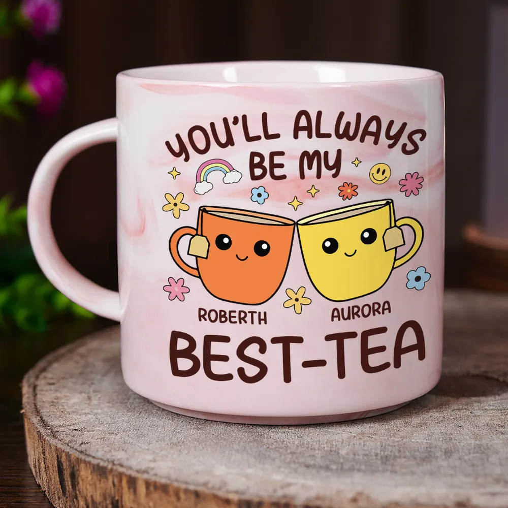 You'll Always Be My Best-Tea Friends - Personalized Marble Mug - Image 3