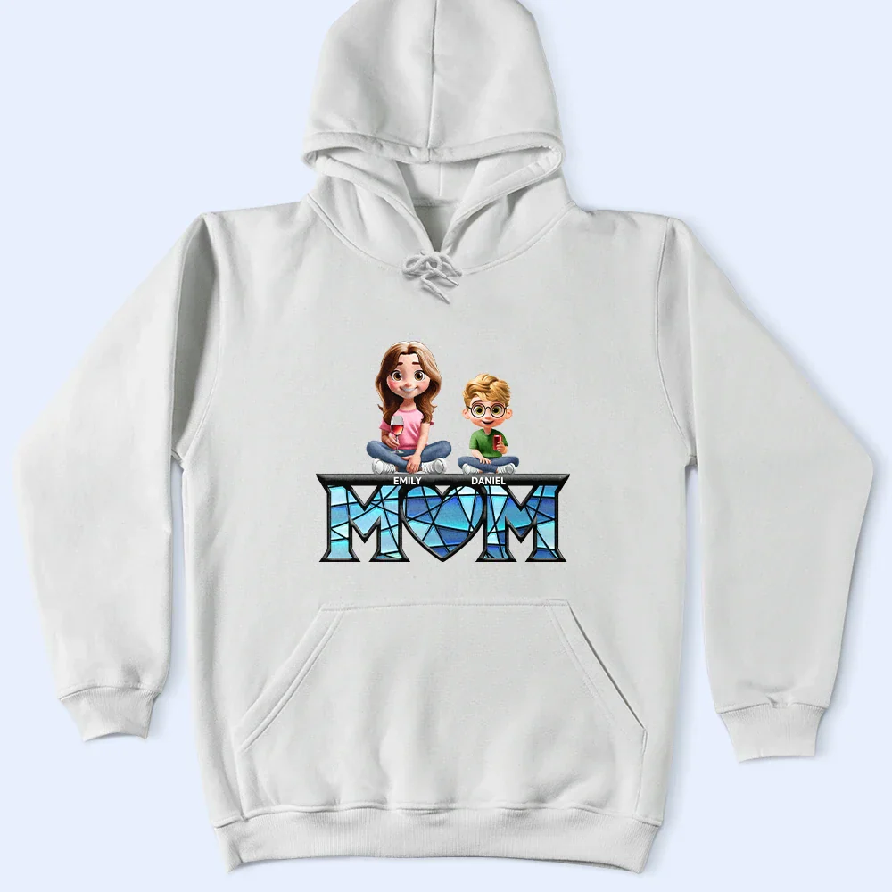Young Mother Daughter Son We Love You Mom 3D Cartoon - Personalized T Shirt - Image 4