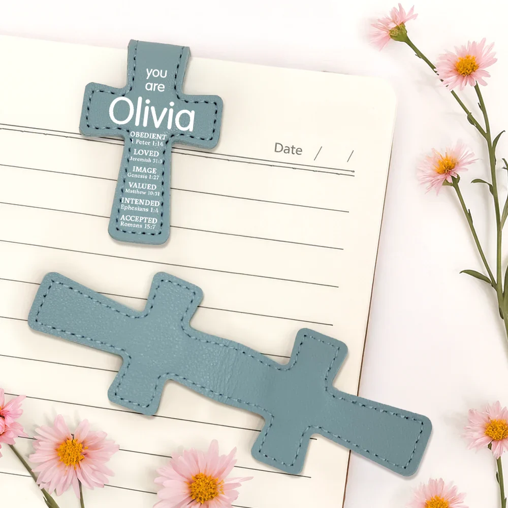 Your Are Bibble Bookmark - Personalized Cross Leather Magnetic Bookmark - Image 5