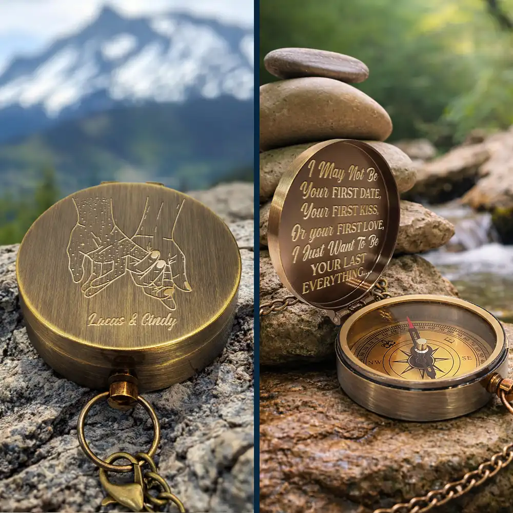 Your Last Everything Couple - Personalized Engraved Brass Compass - Image 2