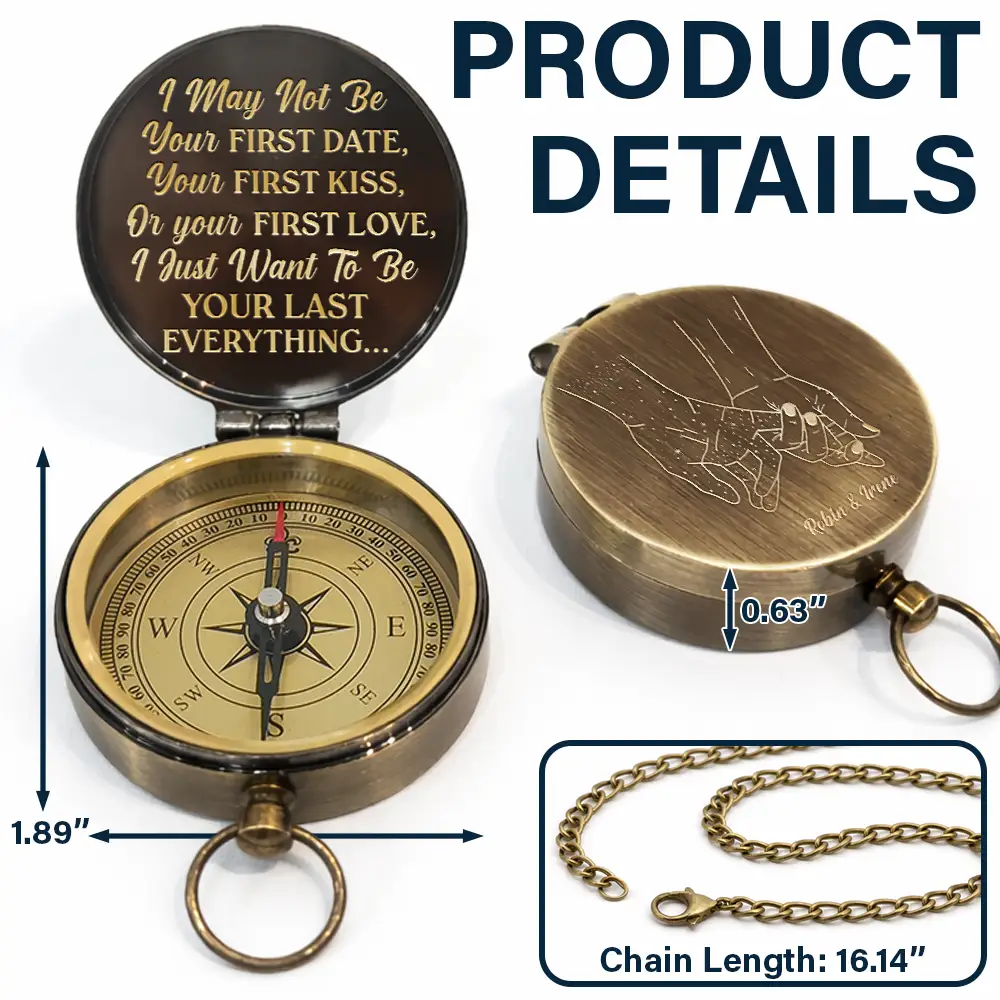 Your Last Everything Couple - Personalized Engraved Brass Compass - Image 3