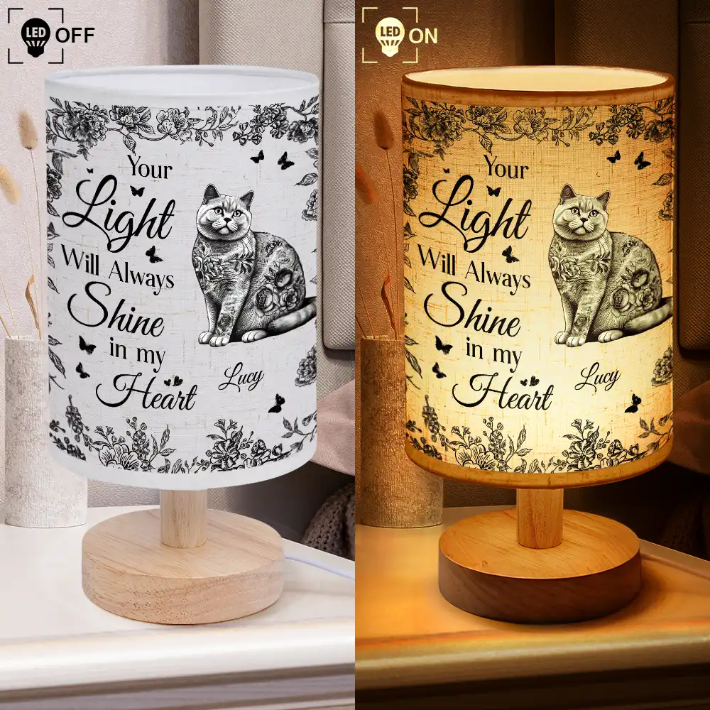 Your Light Will Always Shine In My Heart Memorial Dog Cat - Personalized Fabric Lamp - Image 4