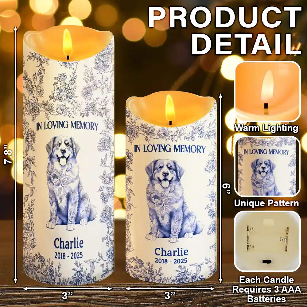 Your Light Will Always Shine In My Heart Memorial Dog Cat - Personalized Flameless LED Candle - Image 5