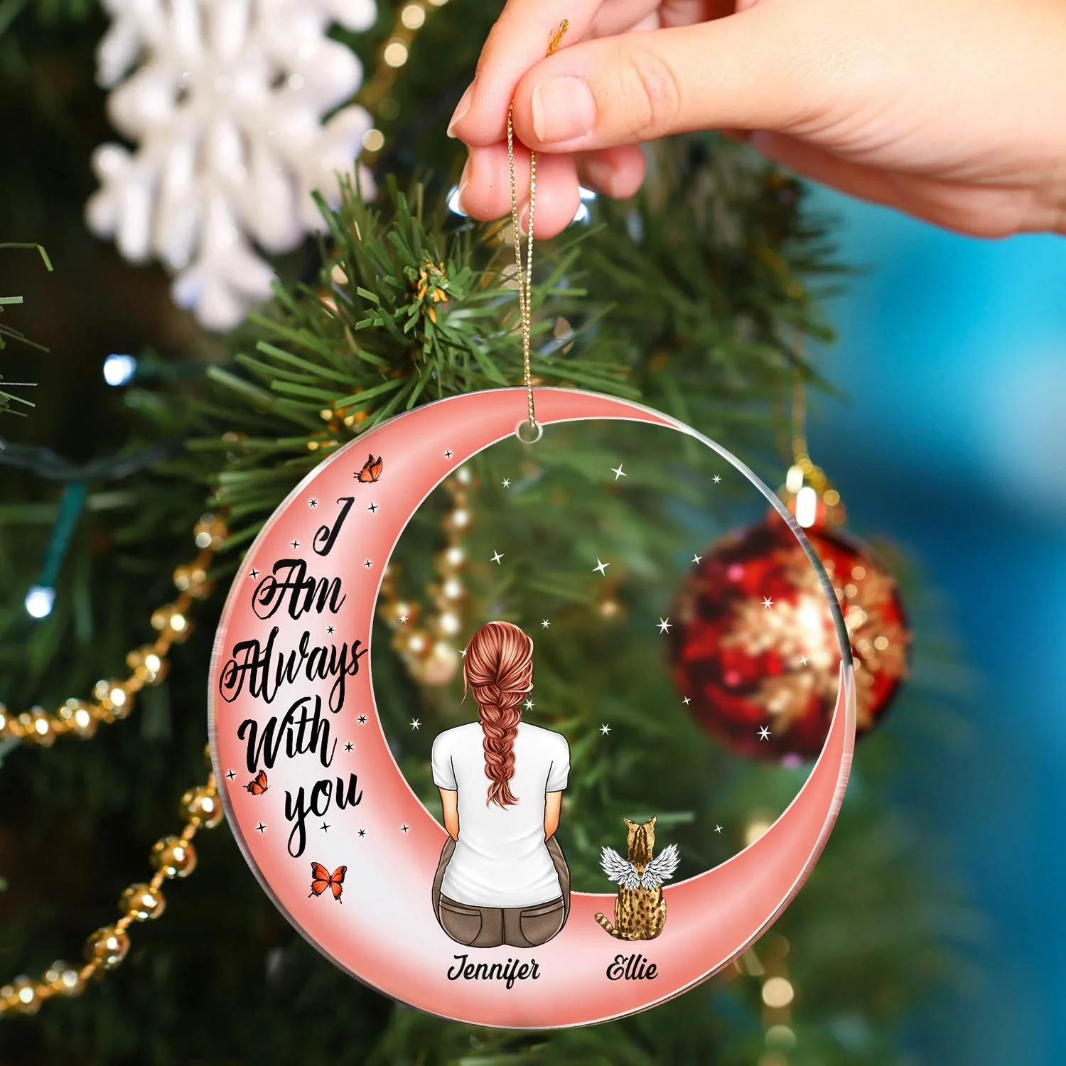 Your Wings Were Ready But My Heart Was Not - Christmas Memorial Gift For Pet Lovers, Dog Mom, Dog Dad, Cat Mom, Cat Dad - Personalized Circle Acrylic Ornament - Image 4
