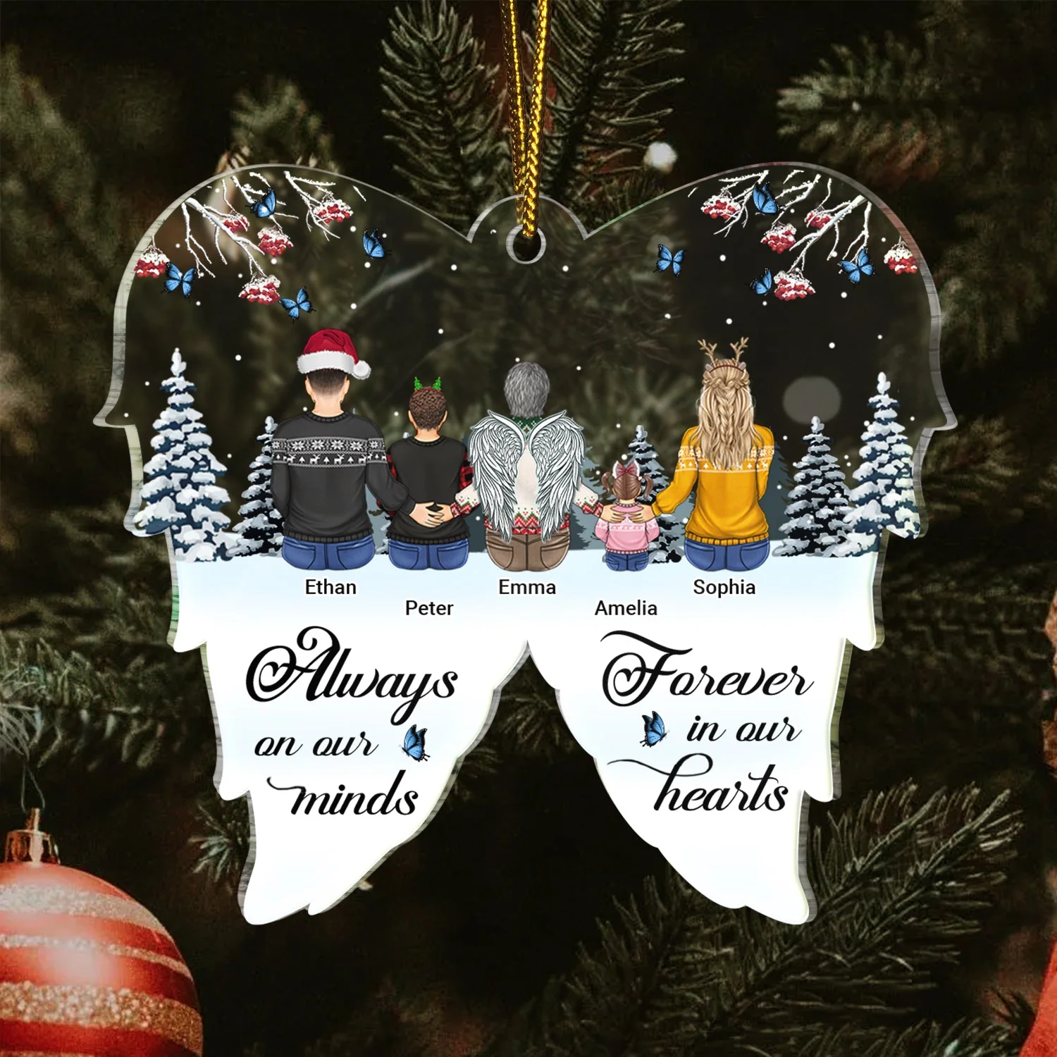 Your Wings Were Ready - Christmas, Memorial Gift - Personalized Custom Shaped Acrylic Ornament - Image 3