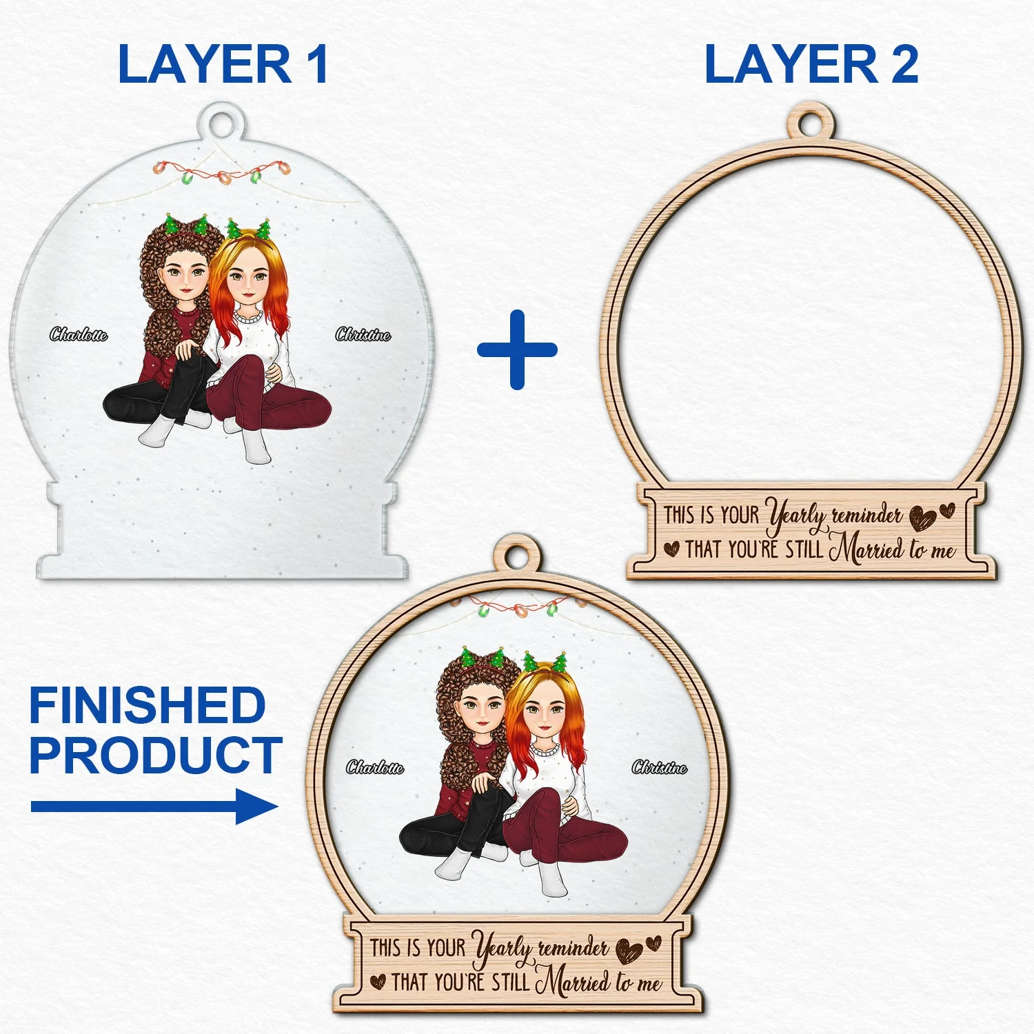Your Yearly Reminder - Christmas Gift For Couples - Personalized 2-Layered Mix Ornament - Image 6