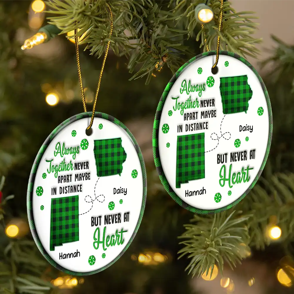 You're Always In My Heart - 3D Inflated Effect Printed Ornament, Personalized Circle Ceramic Ornament - Image 2