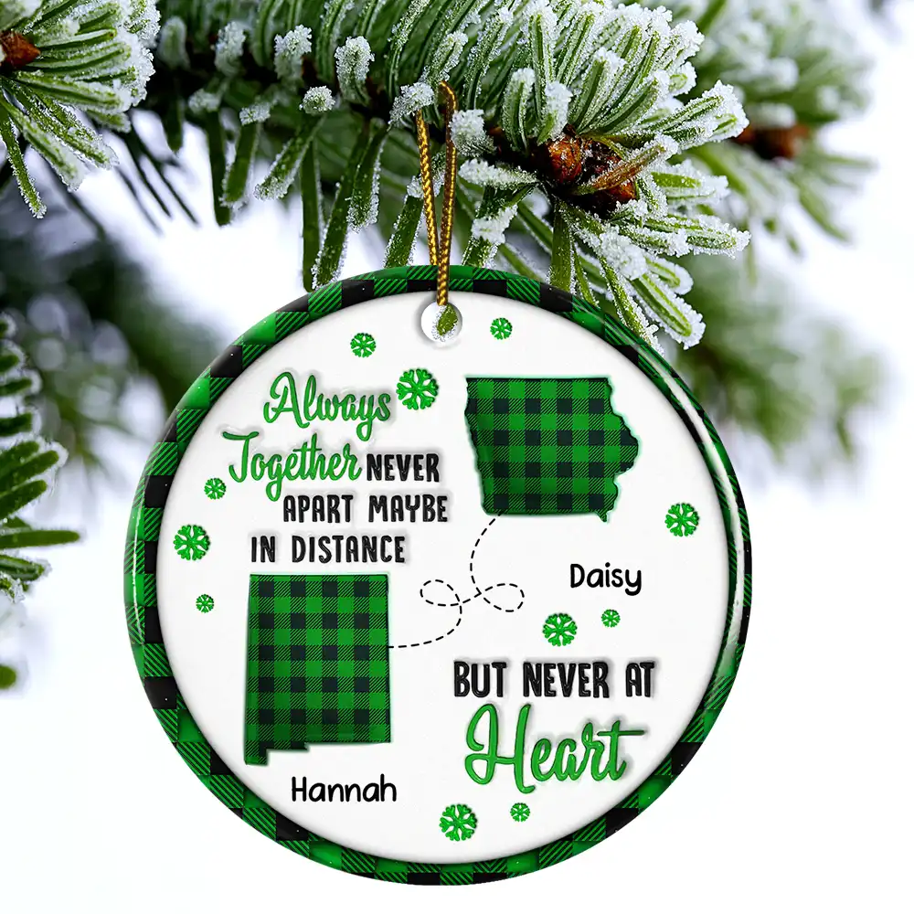 You're Always In My Heart - 3D Inflated Effect Printed Ornament, Personalized Circle Ceramic Ornament - Image 4
