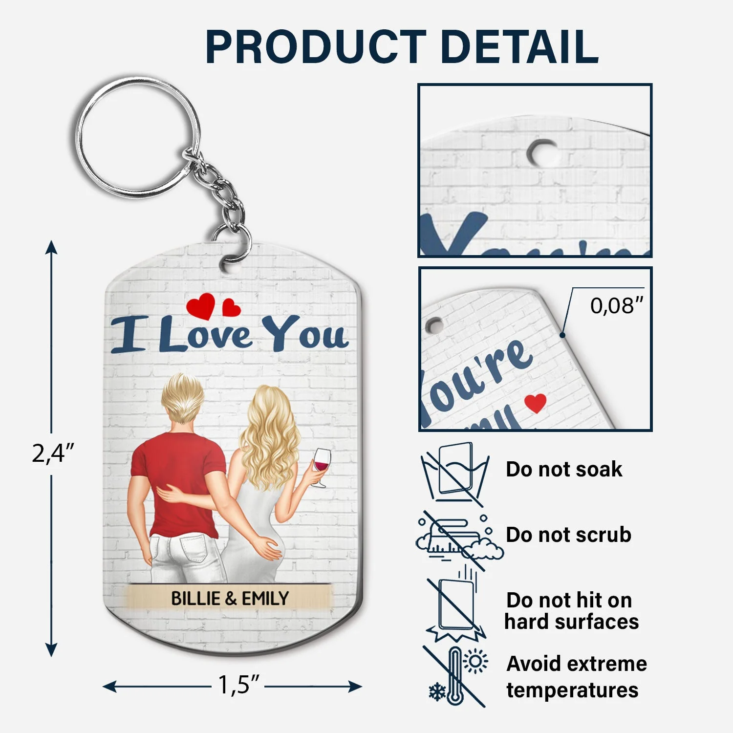 You're My Favorite Backside - Anniversary, Funny Gift For Couples, Family - Personalized Aluminum Keychain - Image 5
