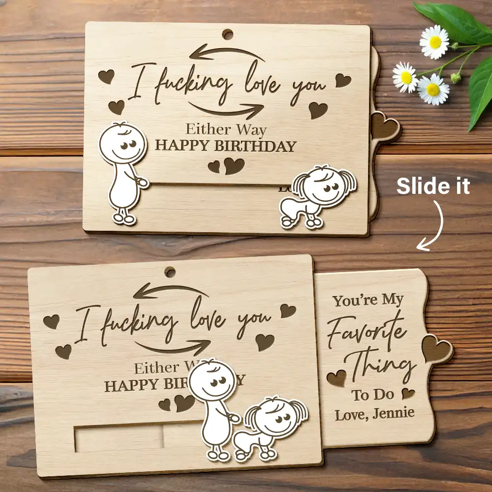 You're My Favorite Thing To Do Doggy Couple - Personalized Hanging Wooden Slide Card - Image 2