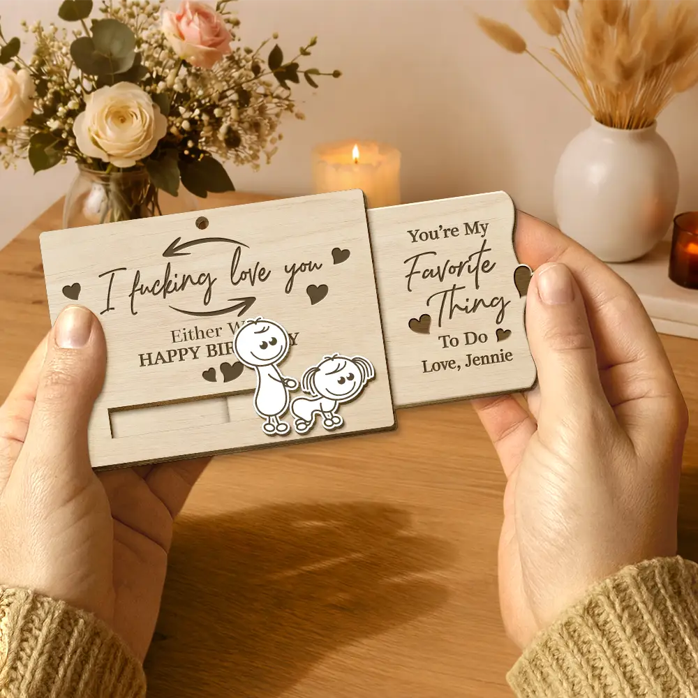 You're My Favorite Thing To Do Doggy Couple - Personalized Hanging Wooden Slide Card - Image 5