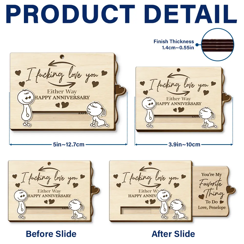 You're My Favorite Thing To Do Doggy Couple - Personalized Hanging Wooden Slide Card - Image 6