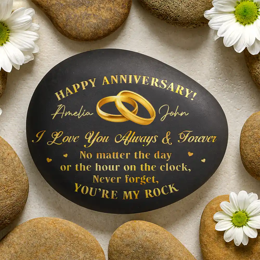 You're My Rock Couple Anniversary - Personalized Printed Rock - Image 2
