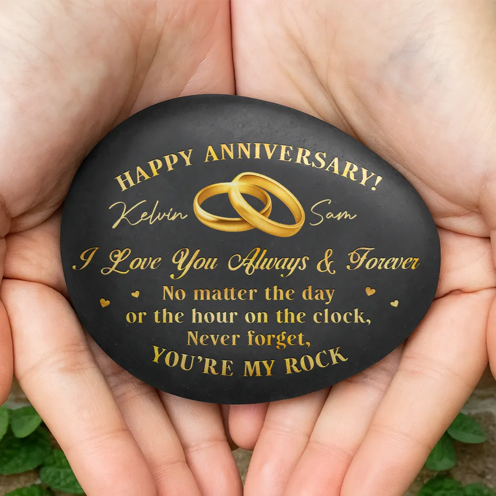 You're My Rock Couple Anniversary - Personalized Printed Rock - Image 4