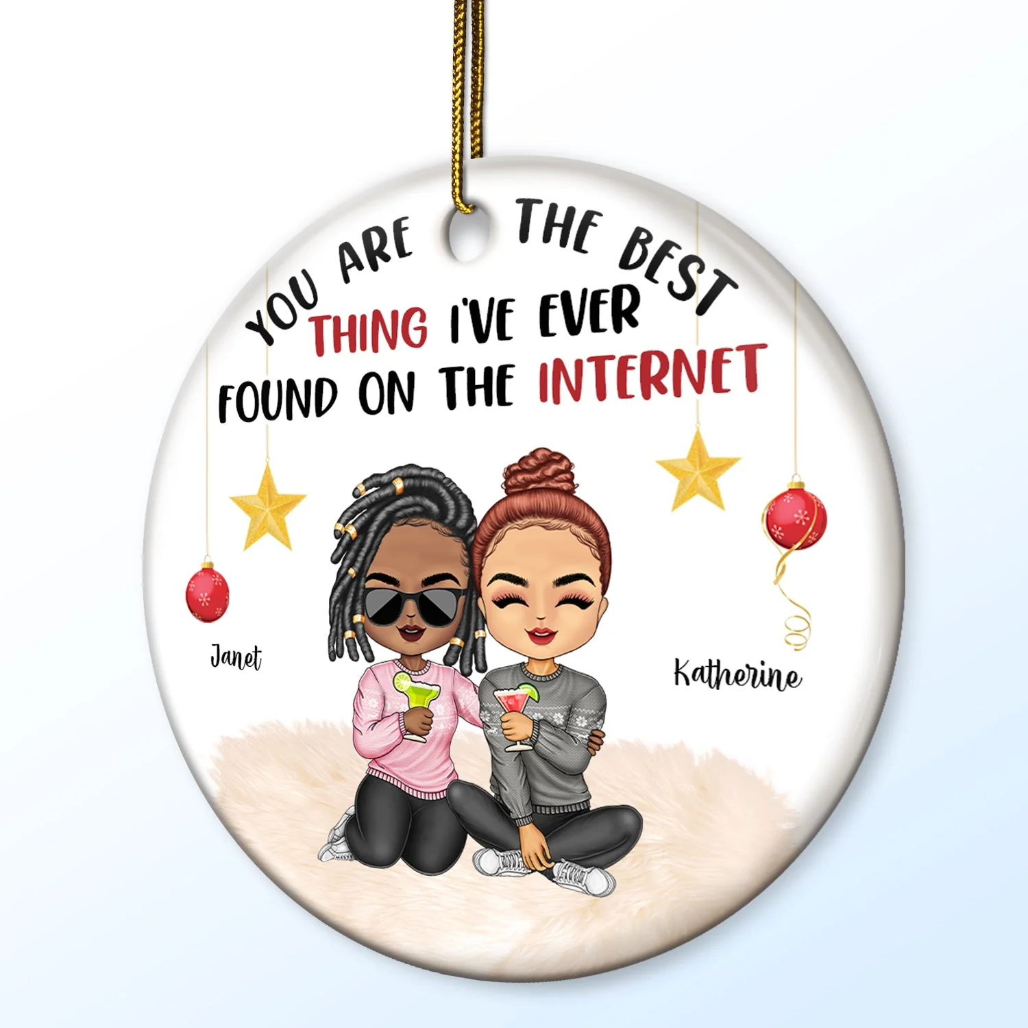 You're The Best Thing I've Found - Christmas Gift For Couples - Personalized Circle Ceramic Ornament - Image 2