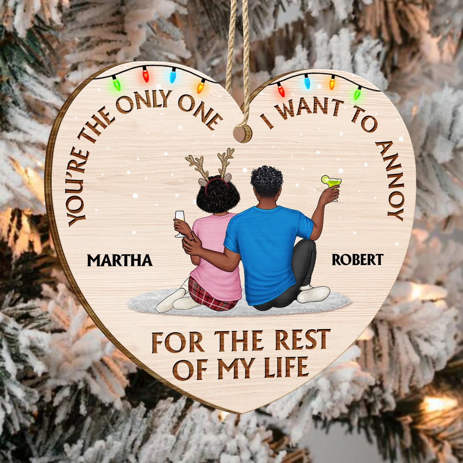 You're The Only One - Christmas Gift For Couples, Husband, Wife - Personalized Custom Shaped Wooden Ornament - Image 4