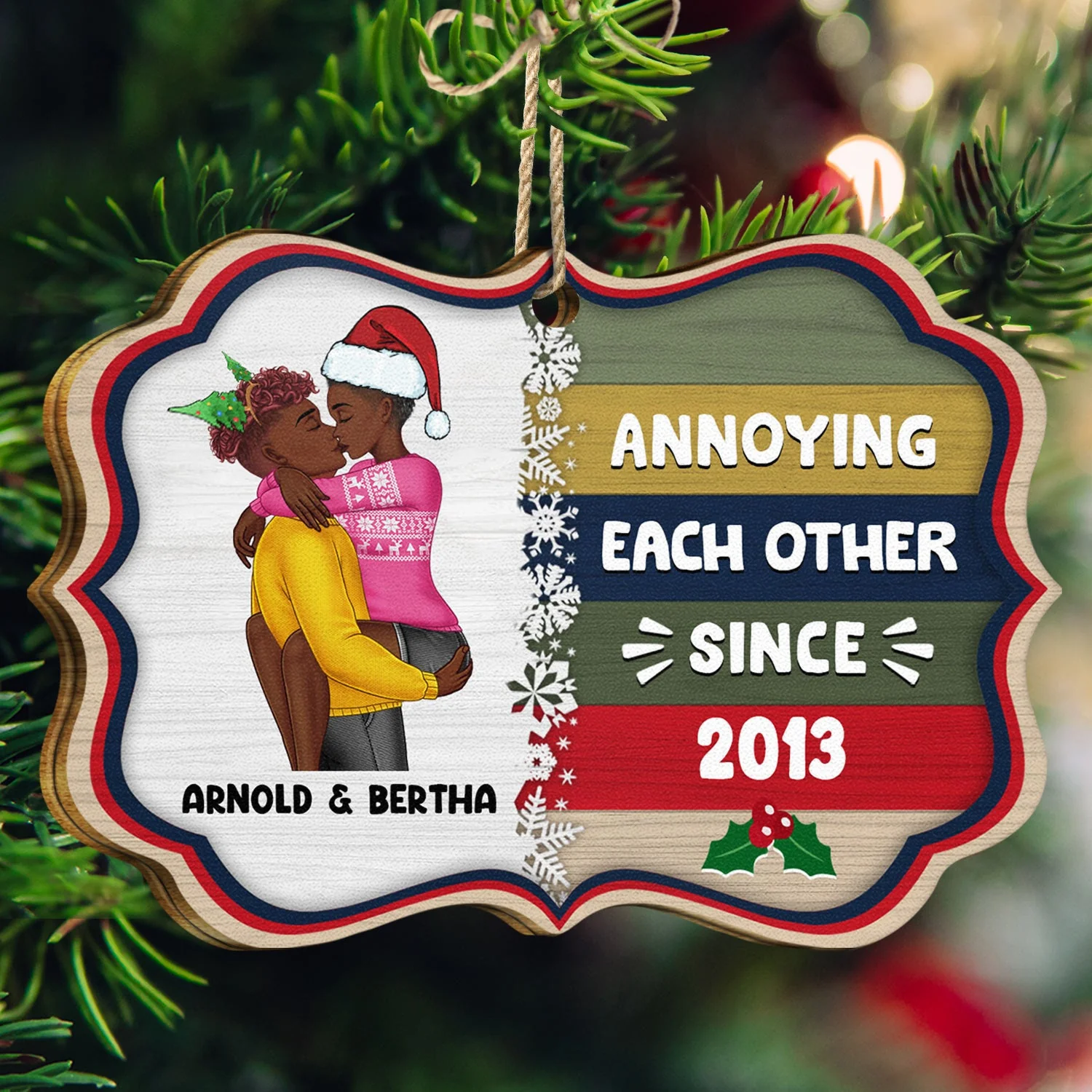 You're The Only One I Want To Annoy - Christmas, Birthday, Anniversary Gift For Couple, Spouse, Husband, Wife - Personalized Medallion Wooden Ornament - Image 3