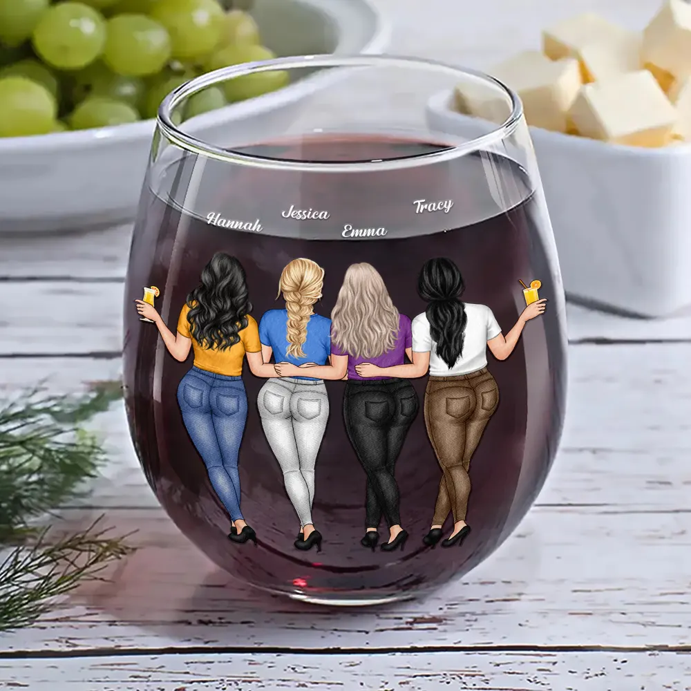 You're The Sister I Got To Choose Bestie - Personalized Stemless Wine Glass - Image 6