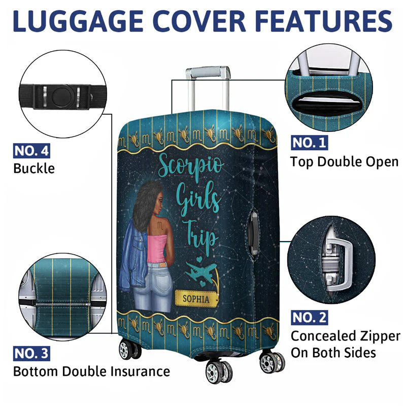 Zodiac Girls Trip - Birthday Gift For Girls - Personalized Custom Luggage Cover - Image 4