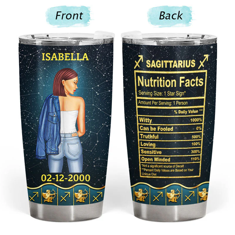 Zodiac Nutrition Facts - Birthday Gift For Girls - Personalized Custom Tumbler - Image 3